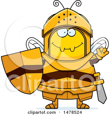Clipart of a Chubby Bee Knight Waving - Royalty Free Vector Illustration by Cory Thoman