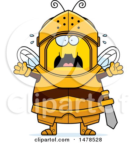 Clipart of a Chubby Scared Bee Knight - Royalty Free Vector Illustration by Cory Thoman