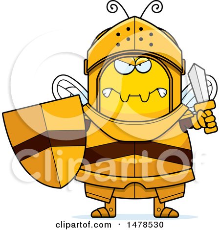 Clipart of a Chubby Mad Bee Knight - Royalty Free Vector Illustration by Cory Thoman