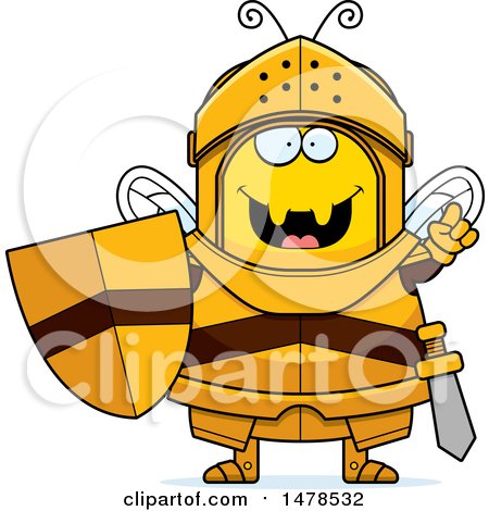 Clipart of a Chubby Bee Knight with an Idea - Royalty Free Vector Illustration by Cory Thoman