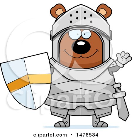 Clipart of a Chubby Bear Knight Waving - Royalty Free Vector Illustration by Cory Thoman