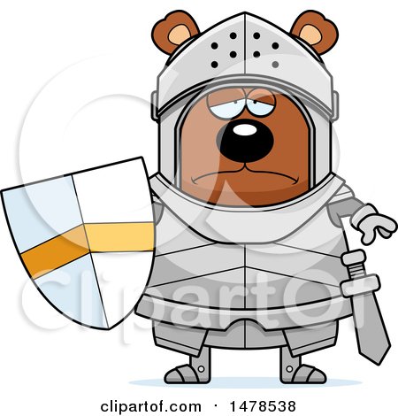 Clipart of a Chubby Sad Bear Knight - Royalty Free Vector Illustration by Cory Thoman