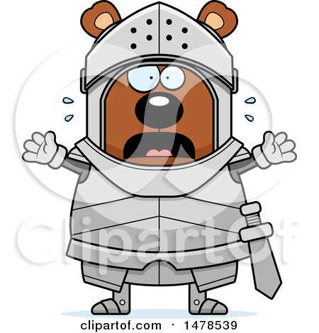 Clipart of a Chubby Scared Bear Knight - Royalty Free Vector Illustration by Cory Thoman