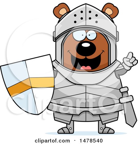 Clipart of a Chubby Bear Knight with an Idea - Royalty Free Vector Illustration by Cory Thoman