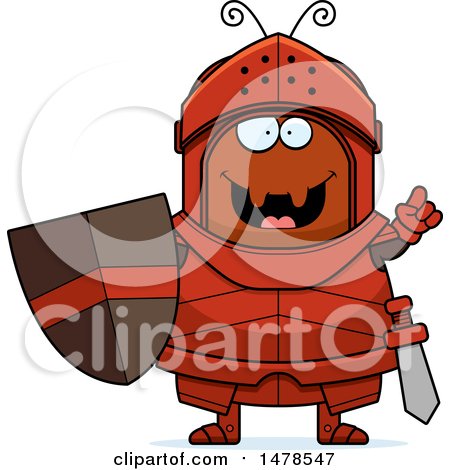 Clipart of a Chubby Ant Knight with an Idea - Royalty Free Vector Illustration by Cory Thoman