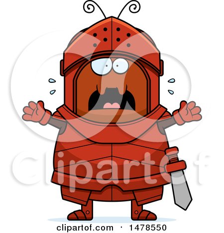 Clipart of a Chubby Scared Ant Knight - Royalty Free Vector Illustration by Cory Thoman