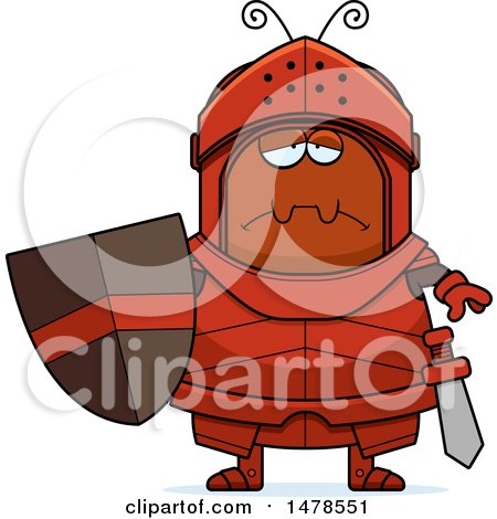 Clipart of a Chubby Sad Ant Knight - Royalty Free Vector Illustration by Cory Thoman