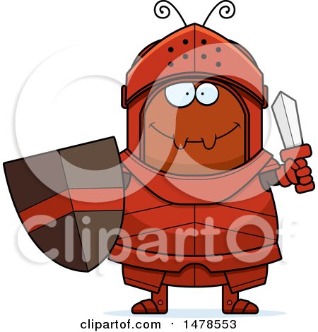 Clipart of a Chubby Ant Knight Holding a Sword - Royalty Free Vector Illustration by Cory Thoman
