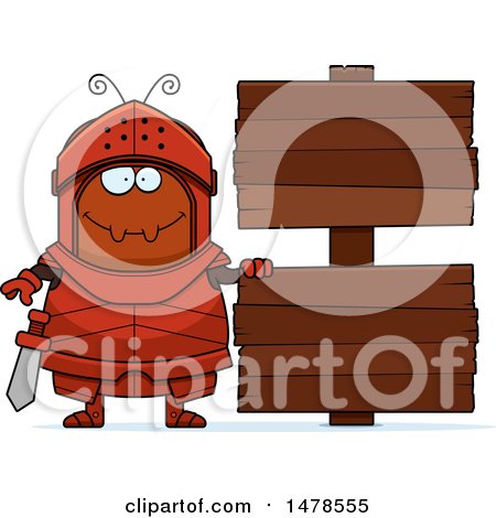 Clipart of a Chubby Ant Knight by Wood Signs - Royalty Free Vector Illustration by Cory Thoman