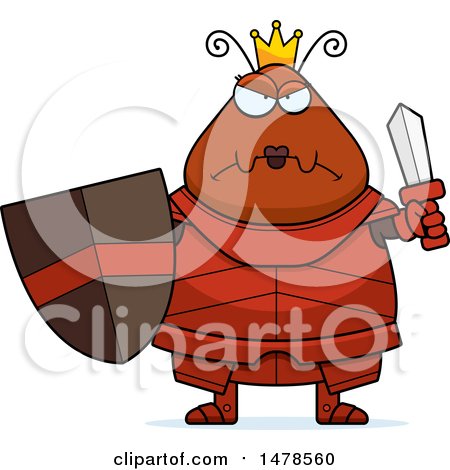 Clipart of a Chubby Mad Queen Ant in Armor - Royalty Free Vector Illustration by Cory Thoman