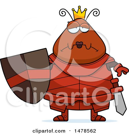 Clipart of a Chubby Sad Queen Ant in Armor - Royalty Free Vector Illustration by Cory Thoman