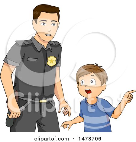 Clipart of a Boy Telling a Police Officer About a Problem - Royalty Free Vector Illustration by BNP Design Studio