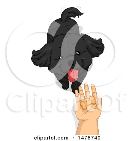 Clipart of a Hand Holding out a Dog Treat - Royalty Free Vector Illustration by BNP Design Studio