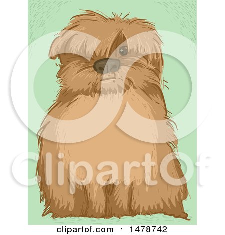 Clipart of a Shaggy Dog with Text Space on His Belly - Royalty Free Vector Illustration by BNP Design Studio