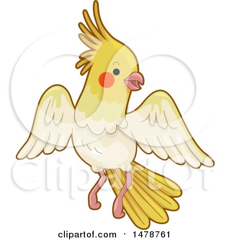 Clipart of a Flying Yellow Cockatiel - Royalty Free Vector Illustration by BNP Design Studio