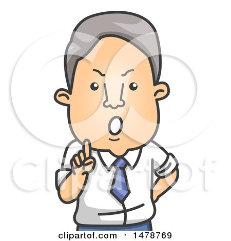 Clipart of a Strict Business Man Giving a Lecture - Royalty Free Vector Illustration by BNP Design Studio