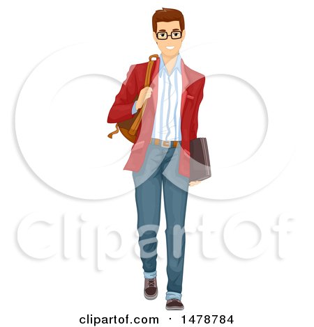 Clipart of a Preppy Man Walking - Royalty Free Vector Illustration by BNP Design Studio