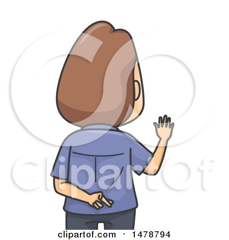 Clipart of a Man Crossing His Fingers While Swearing to Tell the Truth - Royalty Free Vector Illustration by BNP Design Studio