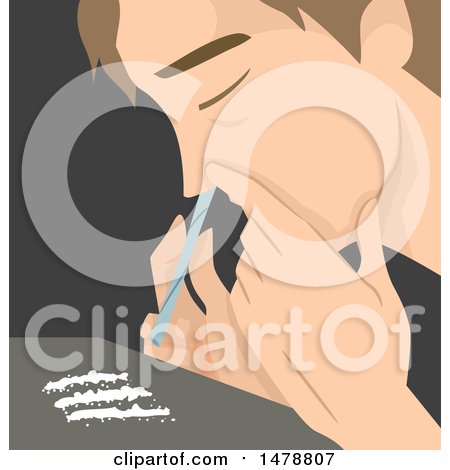 Clipart of a Man Snorting Lines of Cocaine - Royalty Free Vector Illustration by BNP Design Studio