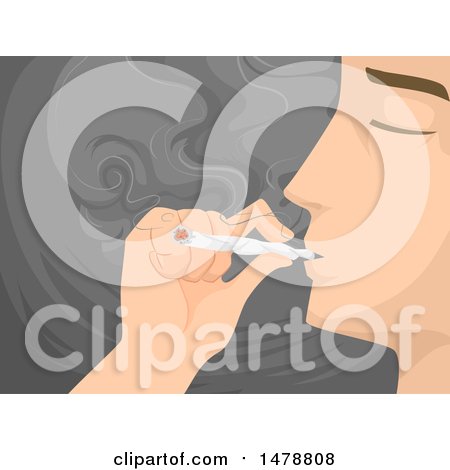Clipart of a Man Smoking Pot - Royalty Free Vector Illustration by BNP Design Studio