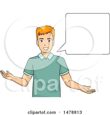 Clipart of a Man Talking Next to a Speech Bubble - Royalty Free Vector Illustration by BNP Design Studio
