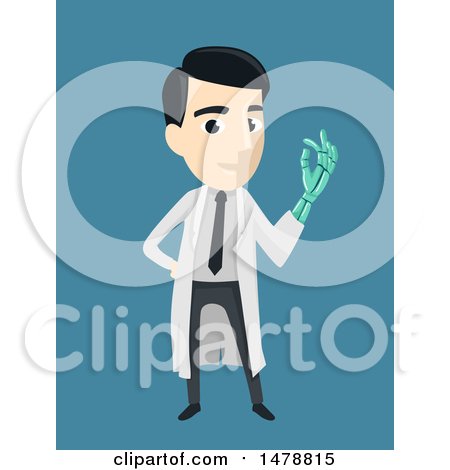 Clipart of a Male Doctor with an Artificial Arm - Royalty Free Vector Illustration by BNP Design Studio