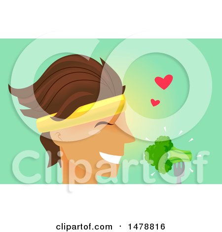 Clipart of a Fit Man Eating Broccoli - Royalty Free Vector Illustration by BNP Design Studio