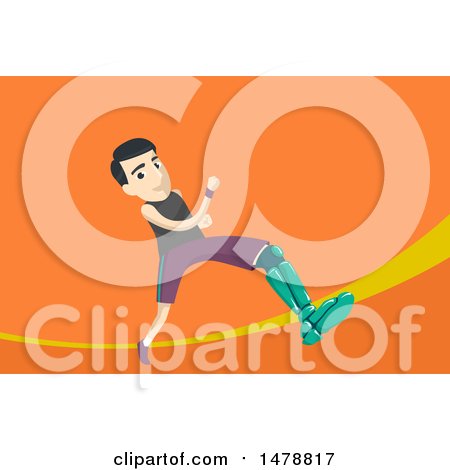 Clipart of a Male Runner with an Artificial Leg - Royalty Free Vector Illustration by BNP Design Studio