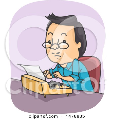 Clipart of a Man Using a Typewriter - Royalty Free Vector Illustration by BNP Design Studio