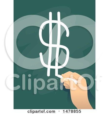 Clipart of a Hand Drawing a Dollar Currency Symbol on a Chalk Board - Royalty Free Vector Illustration by BNP Design Studio