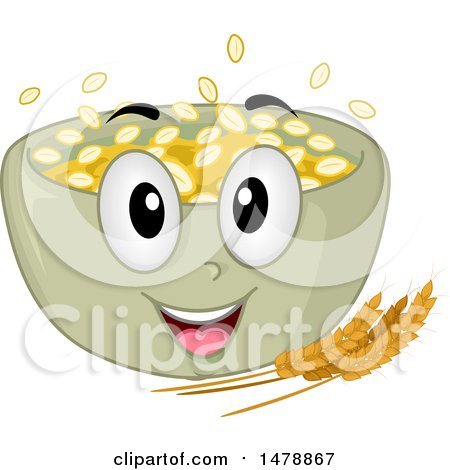 Clipart of a Bowl of Oatmeal Mascot - Royalty Free Vector Illustration by BNP Design Studio