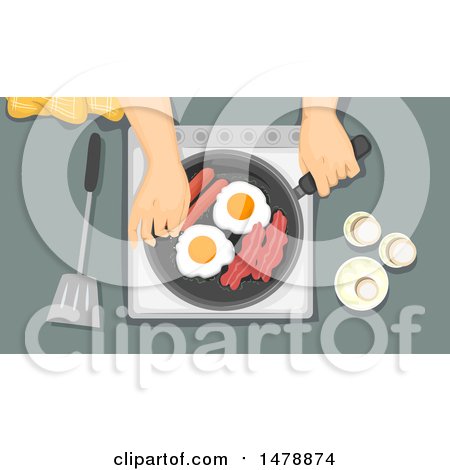 Clipart of a Pair of Hands Cooking Breakfast - Royalty Free Vector Illustration by BNP Design Studio