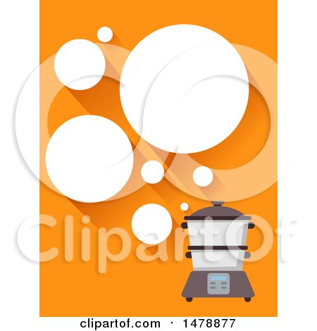 Clipart of a Steamer with Bubbles on Orange - Royalty Free Vector Illustration by BNP Design Studio