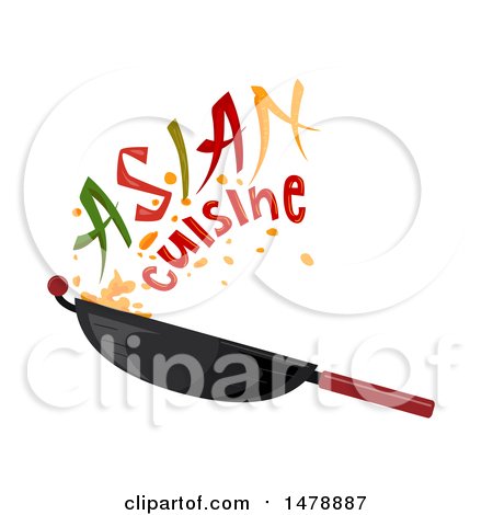 Clipart of a Wok with Asian Cuisin Text - Royalty Free Vector Illustration by BNP Design Studio