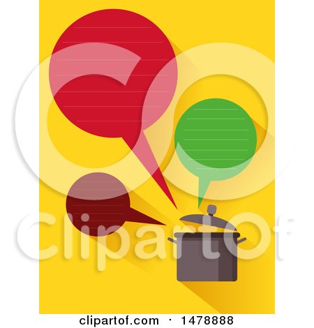 Clipart of a Talking Pot with Speech Bubbles on Yellow - Royalty Free Vector Illustration by BNP Design Studio