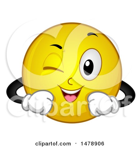Clipart of a Yellow Smiley Face Emoji Winking - Royalty Free Vector Illustration by BNP Design Studio