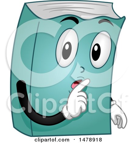 Clipart of a Book Mascot Shushing - Royalty Free Vector Illustration by BNP Design Studio