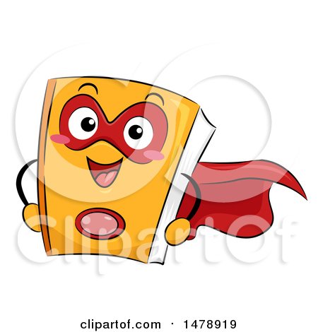 Clipart of a Book Super Hero Mascot - Royalty Free Vector Illustration by BNP Design Studio
