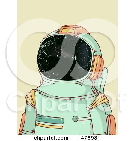 Clipart of a Sketched Astronaut in a Space Suit - Royalty Free Vector Illustration by BNP Design Studio