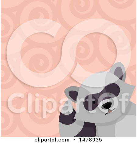 Clipart of a Raccoon Head over a Swirl Pattern - Royalty Free Vector Illustration by BNP Design Studio