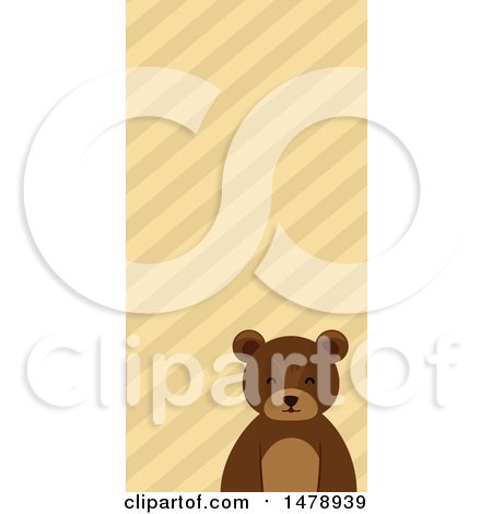 Clipart of a Bear Head over a Striped Pattern - Royalty Free Vector Illustration by BNP Design Studio