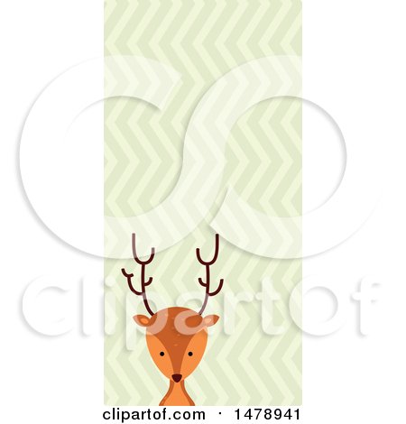 Clipart of a Deer Head over a Zig Zag Pattern - Royalty Free Vector Illustration by BNP Design Studio