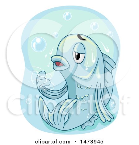 Clipart of a Hapless Fish Frozen in Ice - Royalty Free Vector Illustration by BNP Design Studio