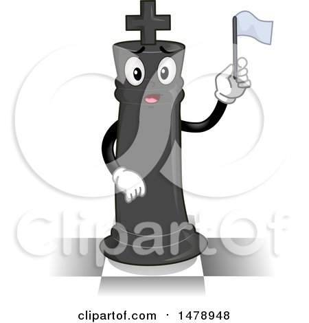 Clipart of a Chess King Surrendering and Waving a White Flag - Royalty Free Vector Illustration by BNP Design Studio