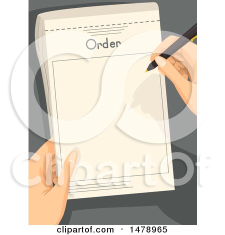 Clipart of a Pair of Waiter Hands Writing an Order - Royalty Free Vector Illustration by BNP Design Studio