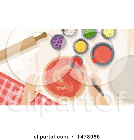 Clipart of a Pair of Hands Making a Pizza - Royalty Free Vector Illustration by BNP Design Studio