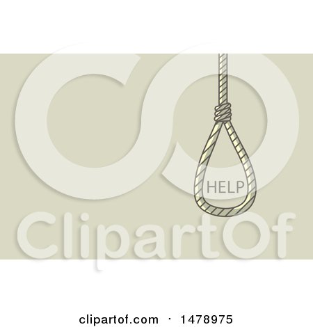 Clipart of a Rope Noose with the Word Help for Suicide Prevention - Royalty Free Vector Illustration by BNP Design Studio