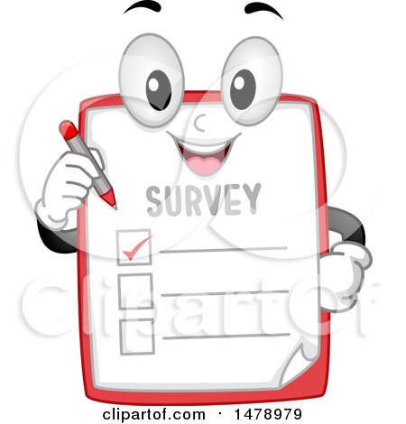 Clipart of a Survey Mascot Holding a Pen - Royalty Free Vector Illustration by BNP Design Studio