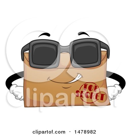 Clipart of a Top Secret Envelope Mascot Wearing Sunglasses - Royalty Free Vector Illustration by BNP Design Studio