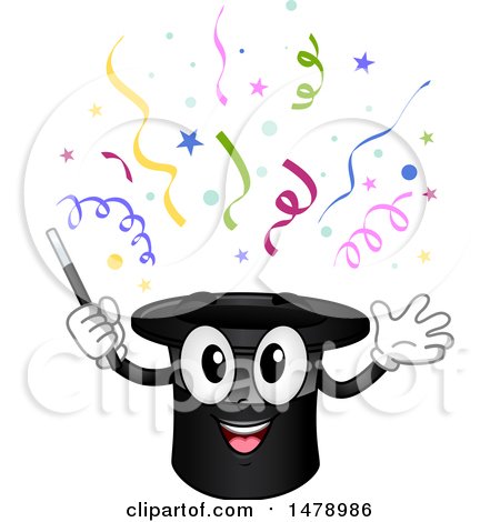 Clipart of a Magic Hat Mascot with Confetti - Royalty Free Vector Illustration by BNP Design Studio